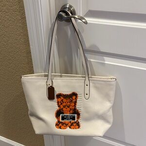 Coach Cream and Orange Graphic Tote